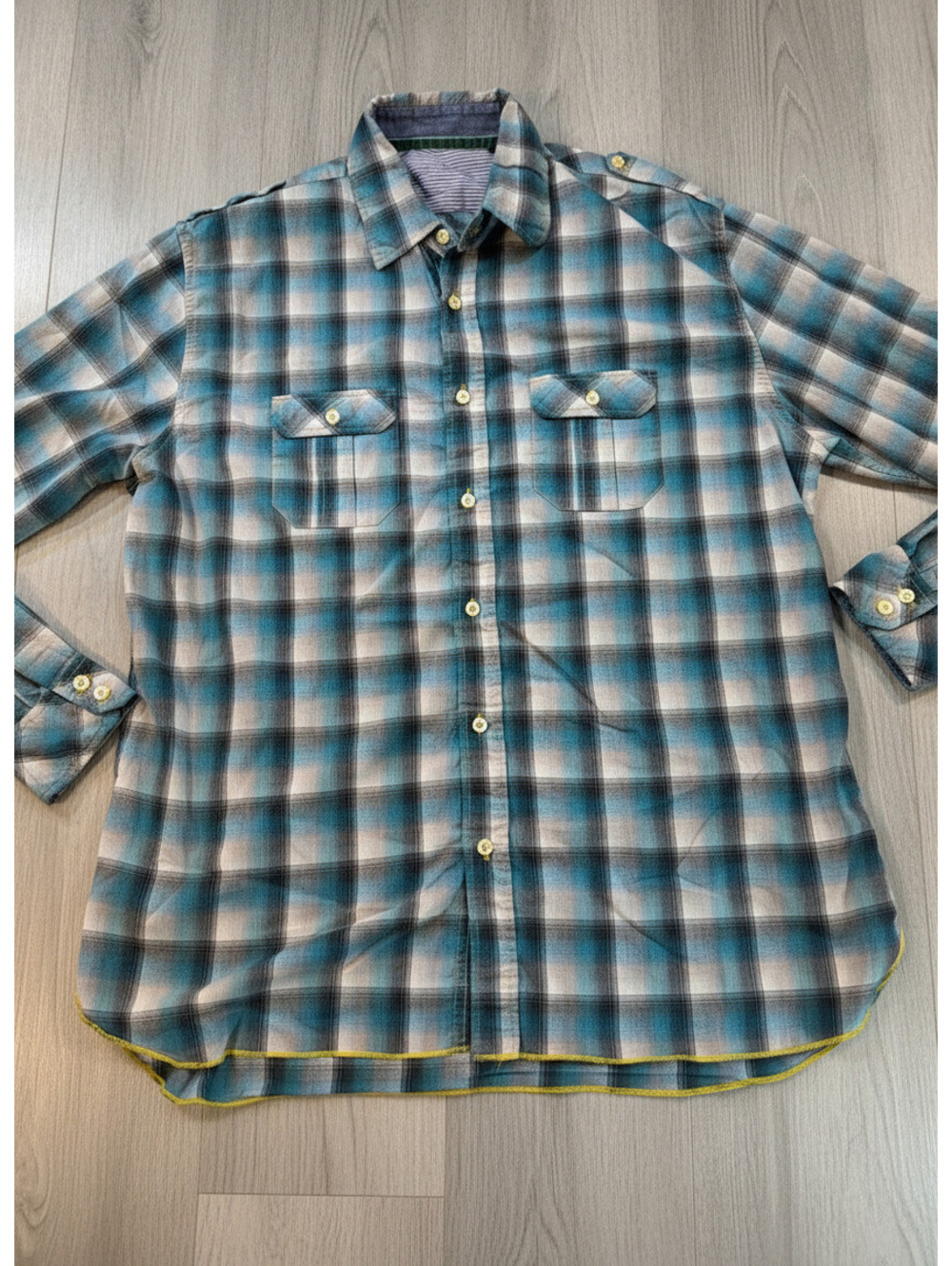 Arnold Zimberg Casual Plaid Button-Up Shirt Large